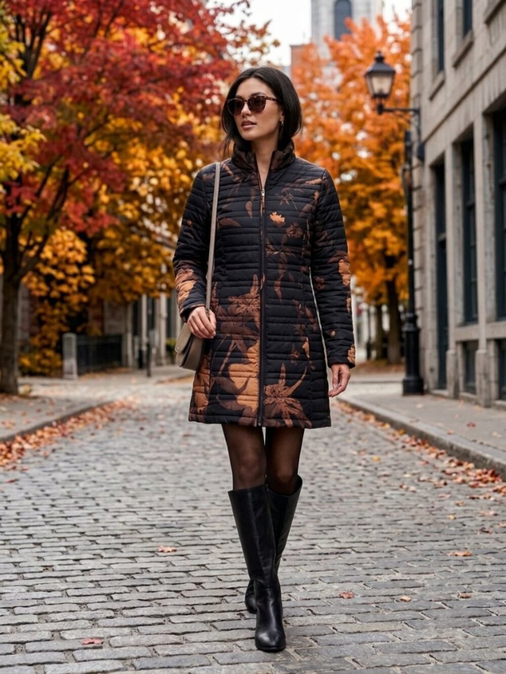 Peruvian Connection Quilted Coat Dark Moody Floral Jacket S Lightweight Earthy